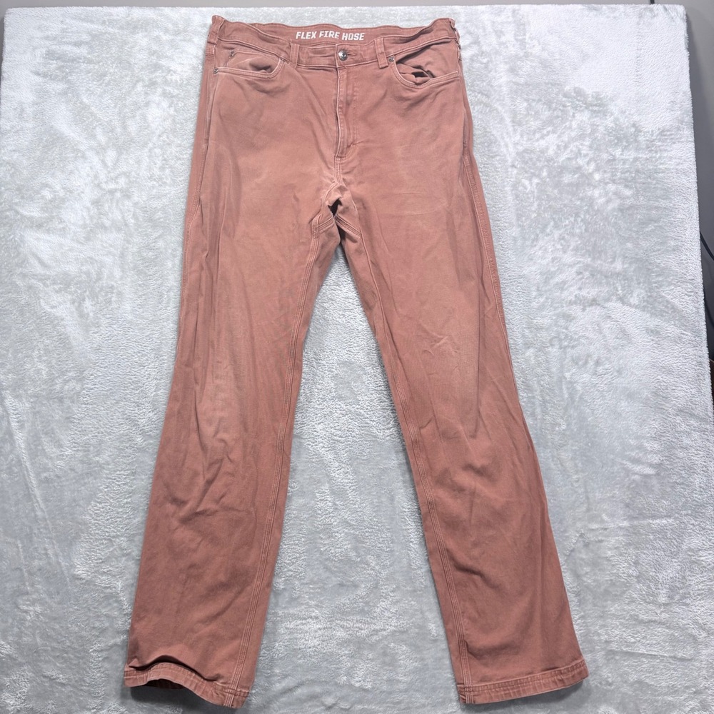 Duluth Trading Co Flex Fire Hose Pants Mens 36x36‎ Pink Clay Relaxed Fit Stretch